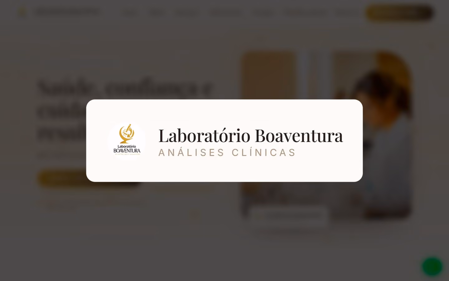 Logo de Laboratório Boaventura sobre a página inicial do site