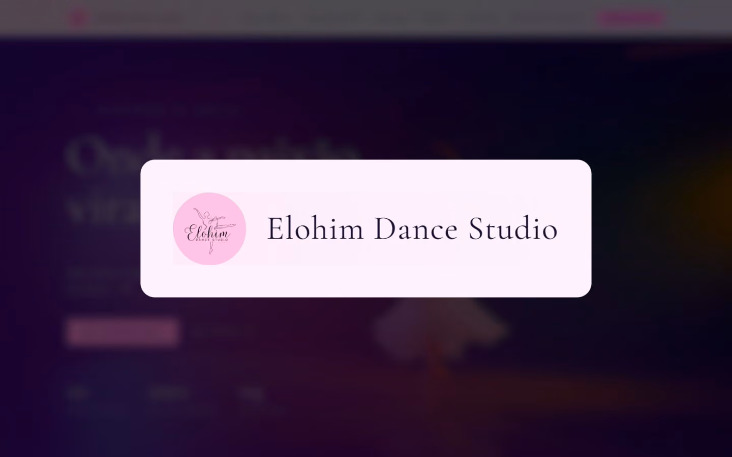 Logo de Elohim Dance Studio sobre a página inicial do site